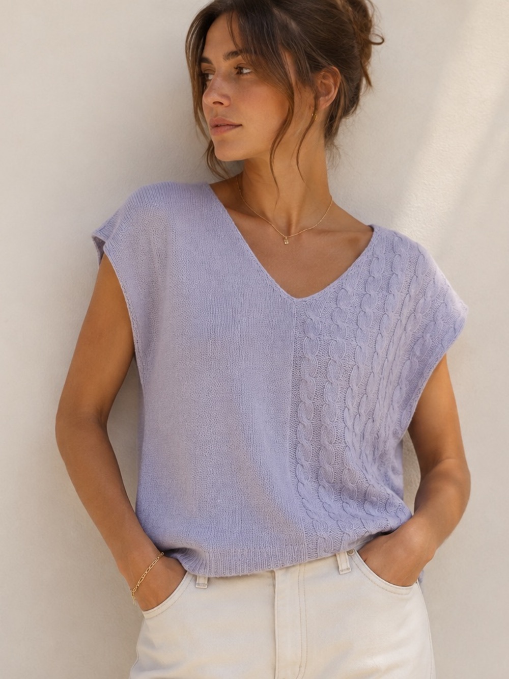 VTG Angora Blend Short Sleeve Knit Sweater | White Wheeler & Martha | 38